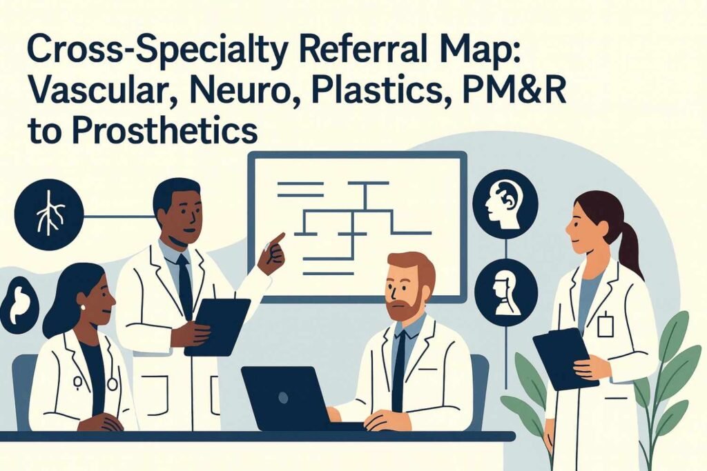 Cross-Specialty Referral Map: Vascular, Neuro, Plastics, PM&R to Prosthetics