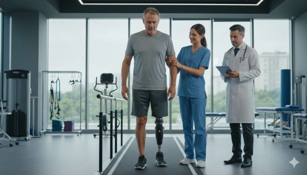 Transtibial patients usually