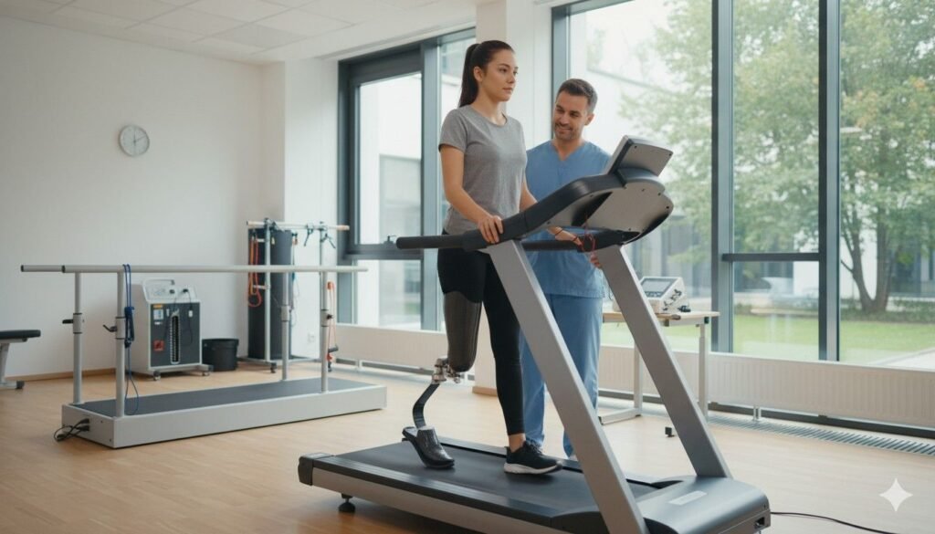 A transtibial patient usually heals faster